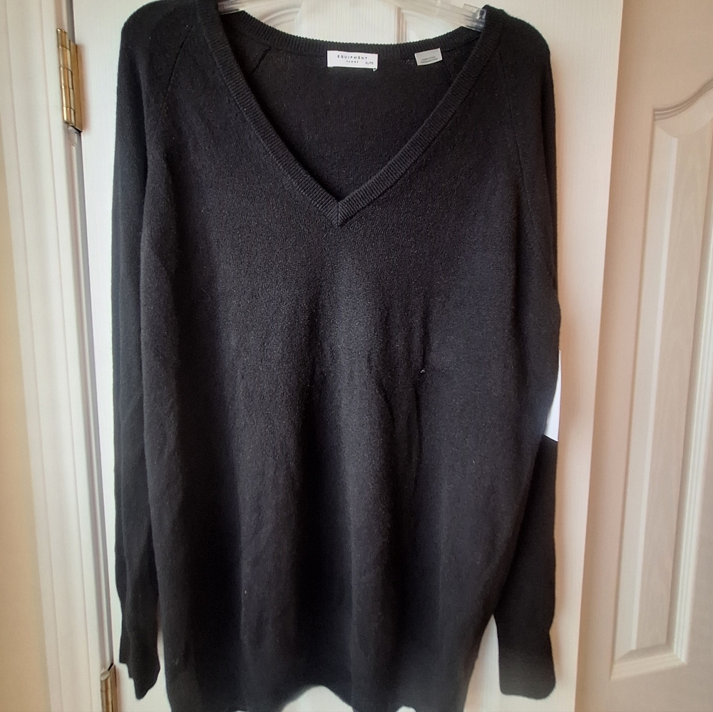 NWT Equipement Black Lightweight Crewneck Sweater 100% CASHMERE